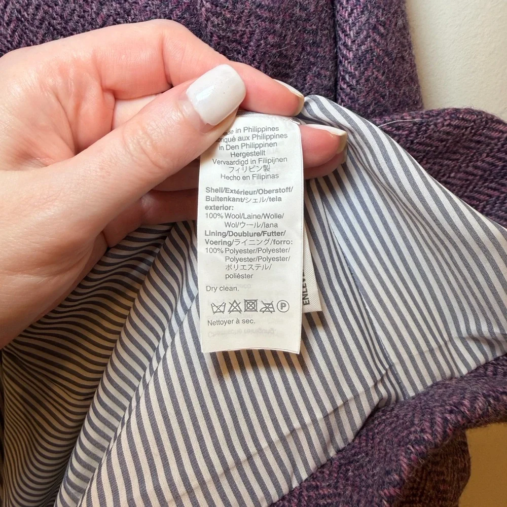 J.Crew Parke Blazer in Purple Herringbone English Wool Jacket 8 EUC - Picture 5 of 7